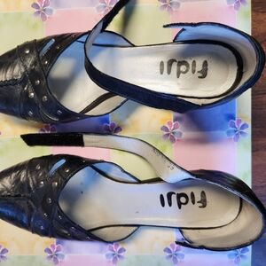 Black Women's Shoes with ankle velcro strap 1.25 inch heel